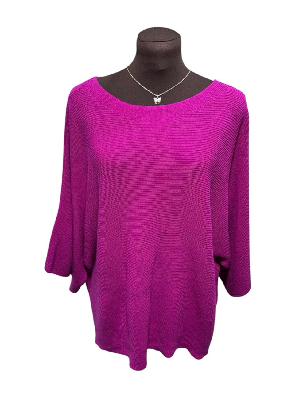 Eileen Fisher Womens 100% Merino Wool Sweater L Tunic Berry Pink Oversized